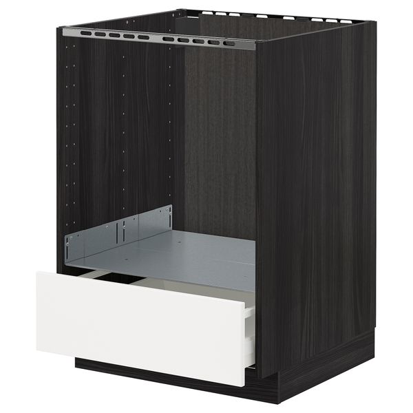 Напольный шкаф для духовки, с ящиком МЕТОД / МАКСИМЕРА, черный, Веддинге белый (60x60 см) - схема-чертеж с размерами