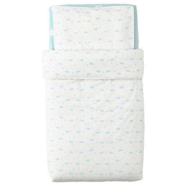 Комплект постельного белья, 3 предм, бирюзовый 110x125/35x55 см IKEA ХИММЕЛЬСК 803.707.28 - фото 4