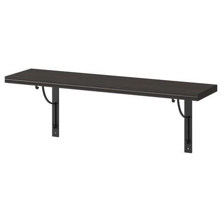 Полка навесная, коричнево-чёрный, черный, 80x20 см IKEA БЕРГСХУЛЬТ / ЭКБИ ХОЛЬ 192.946.15