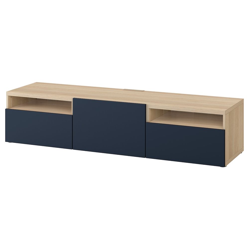 Тумба под ТВ, под беленый дуб, Нотвикен синий, 180x42x39 см IKEA БЕСТО 892.986.86 - фото 1