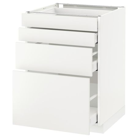 Напольный шкаф 4 фронтальных панели, 4 ящика, белый/Хэггеби белый 60x60 см IKEA METOD МЕТОД / MAXIMERA МАКСИМЕРА 192.314.49