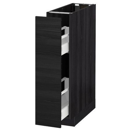 Напольный шкаф, выдвижной внутри элем, черный, Тингсрид черный 20x60 см IKEA МЕТОД 892.319.26