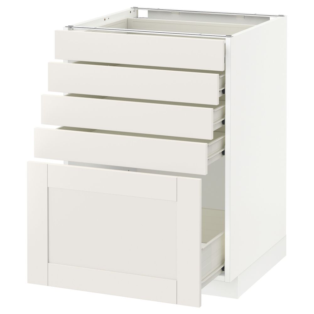 Напольный шкаф с 5 ящиками МЕТОД / ФОРВАРА, белый, Сэведаль белый - схема-чертеж с размерами