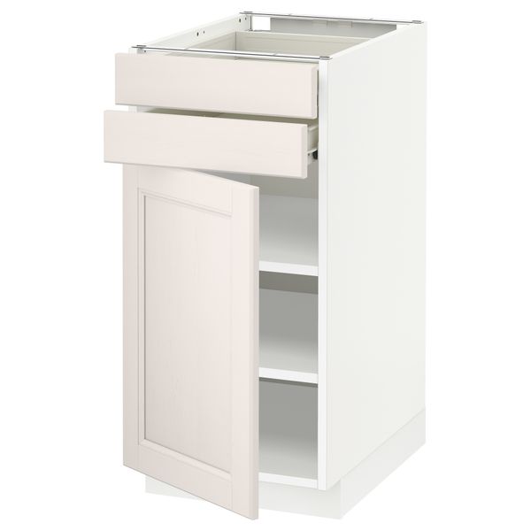 Напольный шкаф с дверцей, 2 ящиками МЕТОД / ФОРВАРА, белый, Лаксарби белый - схема-чертеж с размерами