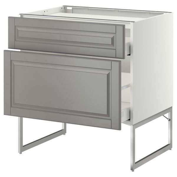 Напольный шкаф, 2 фронтальных панели, 3 ящика МЕТОД / МАКСИМЕРА, белый, Будбин серый - схема-чертеж с размерами