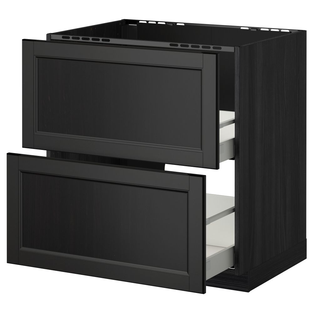 Напольный шкаф под мойку + 2 фронтальных панели, 2 ящика МЕТОД / МАКСИМЕРА, черный, Лаксарби черно-коричневый - схема-чертеж с размерами