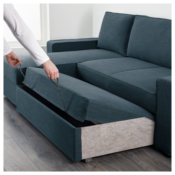 Диван-кровать с козеткой ВИЛАСУНД, Хилларед темно-синий - фото 2