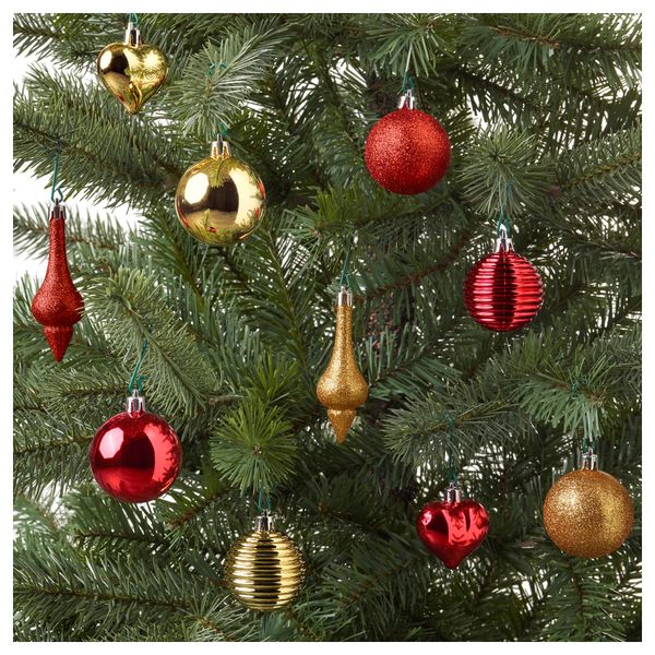 Подвесные украшения, 24 предмета ВИНТЕР 2017, красный, золотой - схема-чертеж с размерами