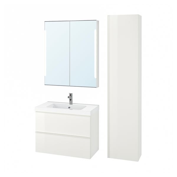 Комплект мебели для ванной, 5 предмета, 83 cm IKEA ODENSVIK ОДЕНСВИК, GODMORGON ГОДМОРГОН 893.045.12 - фото 1