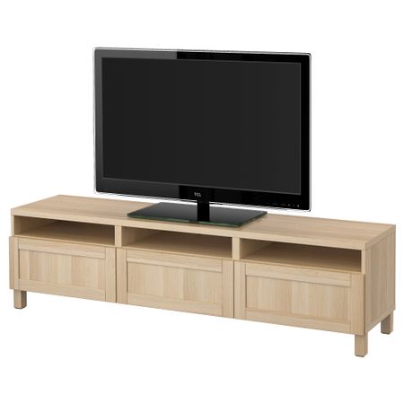 Тумба для ТВ с ящиками БЕСТО, Ханвикен под беленый дуб (180x40x48 см)