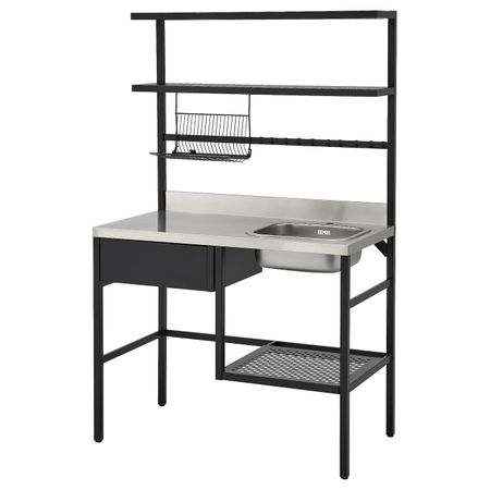 Мини-кухня, черный 112x60x178 см IKEA RÅVAROR РОВАРОР 504.545.69