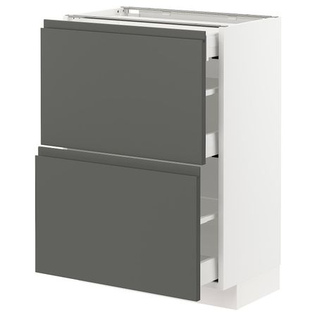 Напольный шкаф/2фасада/3ящика, белый/Воксторп темно-серый 60x37 см IKEA METOD МЕТОД / MAXIMERA МАКСИМЕРА 193.103.33
