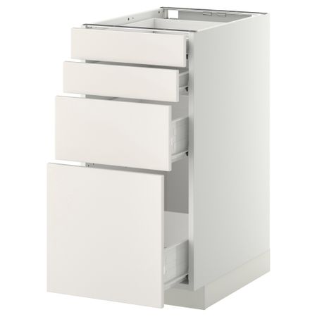 Напольный шкаф 4 фронтальных панели, 4 ящика МЕТОД / ФОРВАРА, белый, Веддинге белый