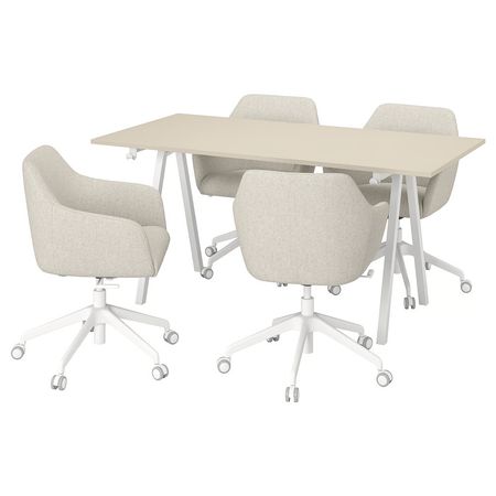 TROTTEN / TOSSBERG Конференц-стол и стулья - бежевый/белый 160x80 см