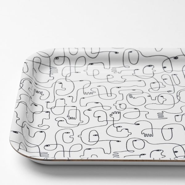 Поднос, с рисунком/черный-белый 20x28 см IKEA VÅRFEST ВОРФЕСТ 805.159.53 - фото 2