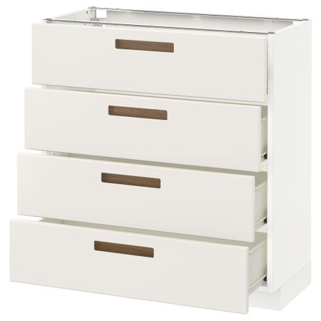 Напольный шкаф 4 фронтальных панели/4 ящика МЕТОД / ФОРВАРА, белый, Мэрста белый