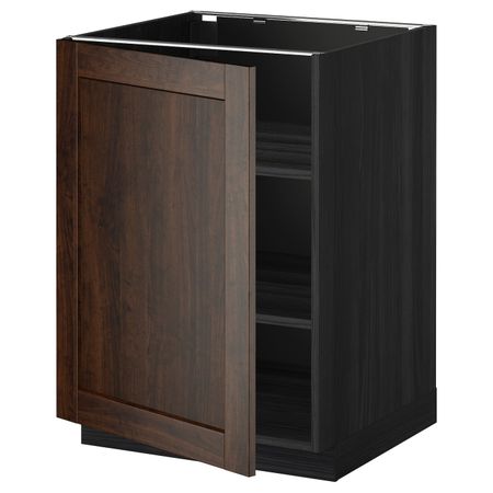Напольный шкаф с полками, черный/Эдсерум коричневый 60x60 см IKEA МЕТОД 692.268.17