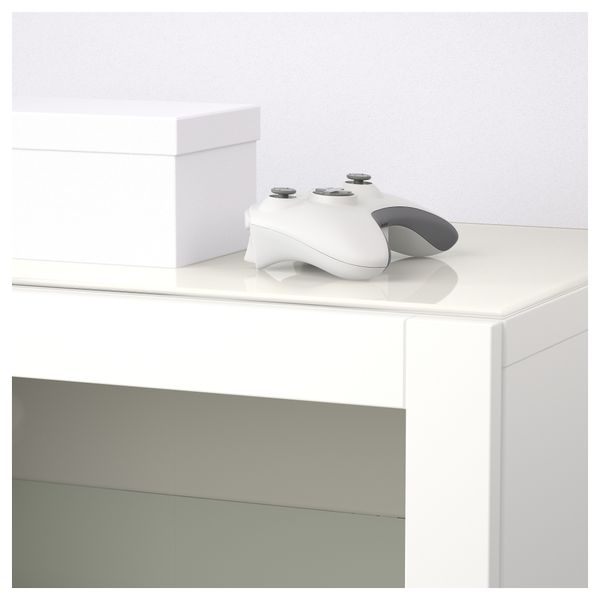 Шкаф для ТВ, комбинированный, стекляные дверцы БЕСТО, белый Вальвикен, темно-синий прозрачное стекло (240x40x230 см) - фото 5