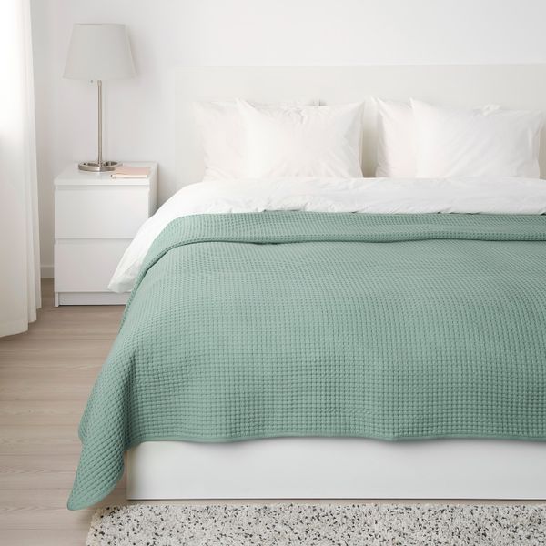Покрывало, светлый серо-зеленый 230x250 см IKEA VÅRELD ВОРЕЛЬД 704.856.02 - фото 2