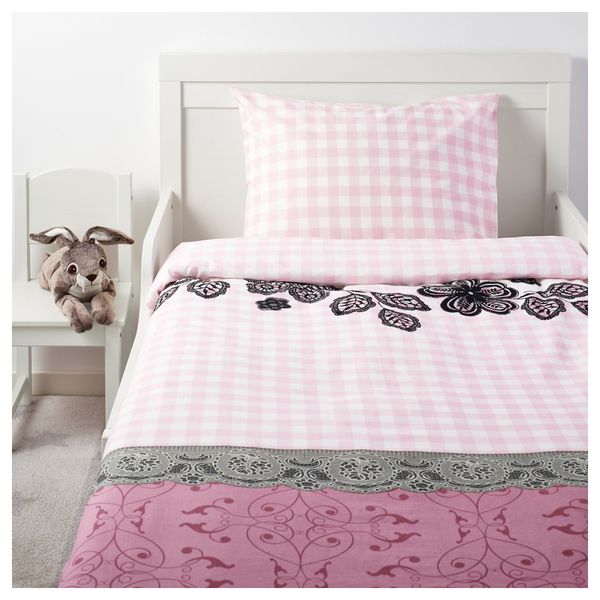 Пододеяльник и 1 наволочка МИСТИСК, кружево розовый (150x200/50x70 см) - схема-чертеж с размерами