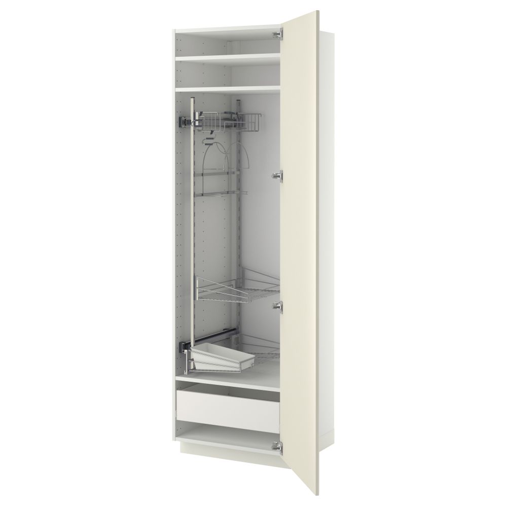 Высокий шкаф с отделением для аксессуаров, для уборки МЕТОД / ФОРВАРА, белый, Будбин белый с оттенком - фото 1