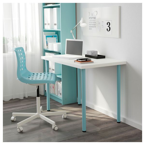 Стол ЛИННМОН / АДИЛЬС, белый, светлая бирюза (100x60 см) - схема-чертеж с размерами