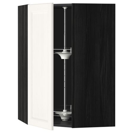 Угловой навесной шкаф с вращающейся секцией МЕТОД, черный, Лаксарби белый