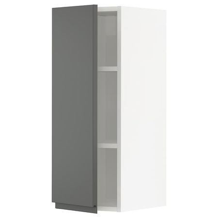 METOD Навесной шкаф с полками - белый/Voxtorp темно-серый 30x80 см
