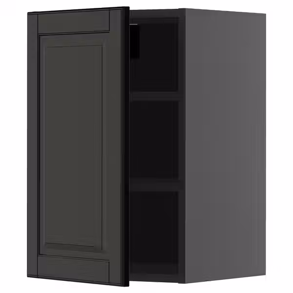 METOD Навесной шкаф с полками - черно-серый/Bodbyn чёрный 40x60 см - фото 1