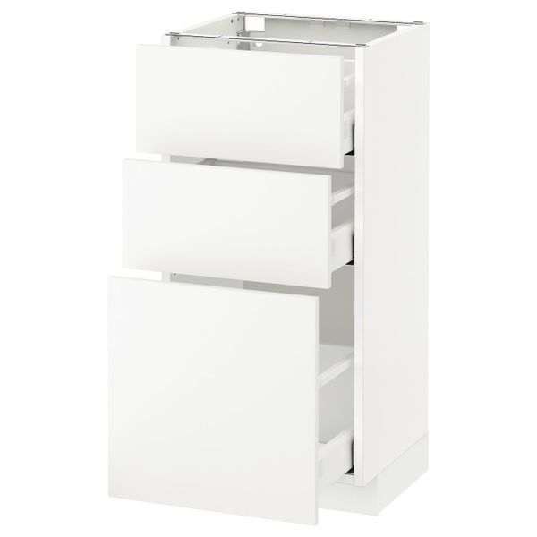 Напольный шкаф с 3 ящиками, белый/Хэггеби белый 40x37 см IKEA METOD МЕТОД / MAXIMERA МАКСИМЕРА 192.315.24 - схема-чертеж с размерами