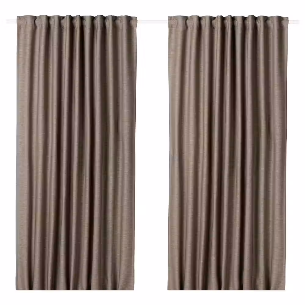 VILBORG Затемняющие гардины, 2 шт. - темный серо-бежевый/с лентой 145x300 см - фото 1