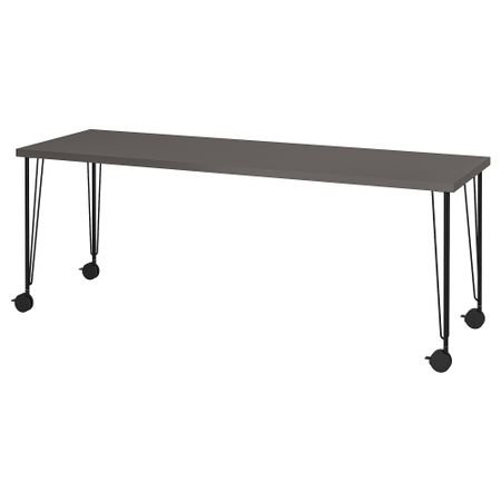 Письменный стол, 200x60 см, темно-серый-черный IKEA KRILLE КРИЛЛЕ, LAGKAPTEN ЛАГКАПТЕН 795.099.86