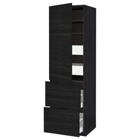 Высокий шкаф + полки, 4 ящика/2дверцы, черный, Тингсрид черный, 60x60x200 см IKEA МЕТОД / МАКСИМЕРА 593.319.65