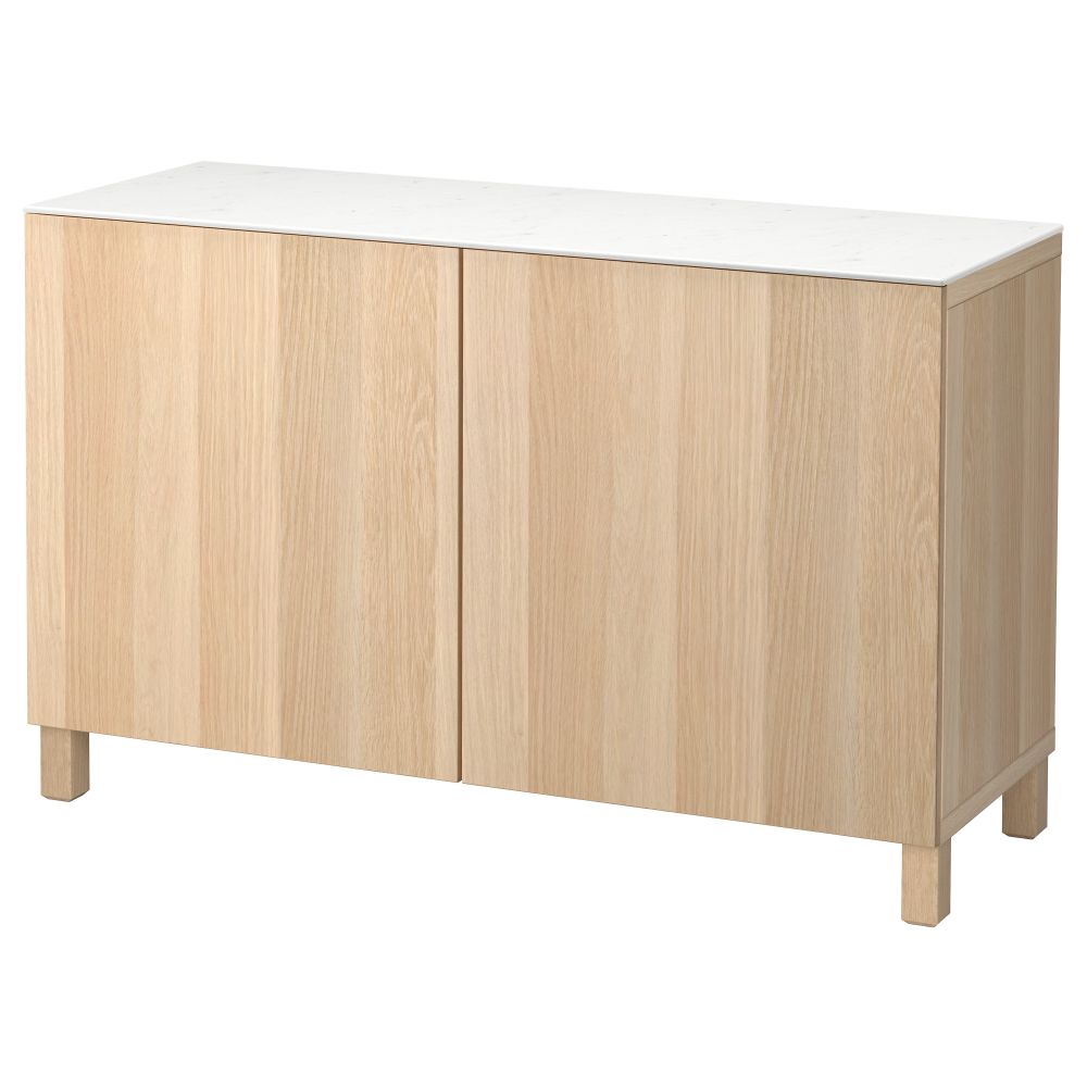 Комбинация для хранения с дверцами БЕСТО, под беленый дуб, Лаппвикен под беленый дуб (120x42x74 см) - фото 1