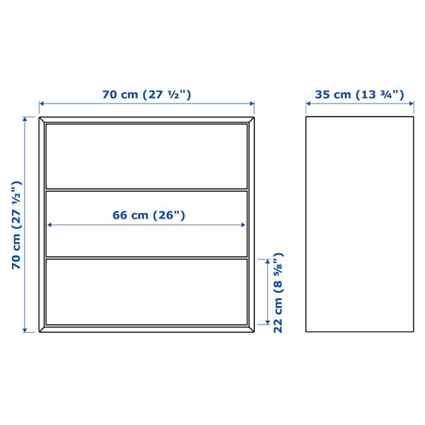 Шкаф с 3 ящиками, темно-серый 70x35x70 см IKEA EKET ЭКЕТ 403.737.43 - схема-чертеж с размерами