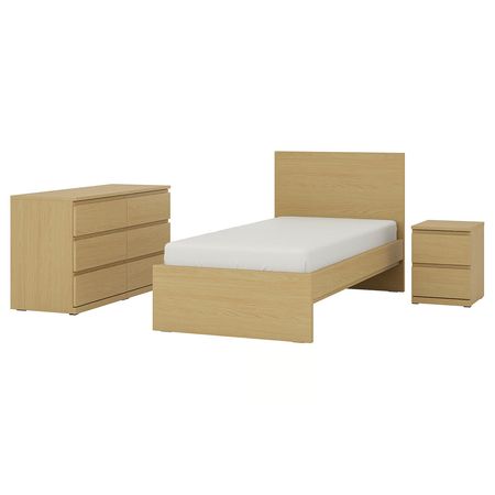 STORKLINTA Комплект мебели д/спальни, 3 предм. - под дуб 90x200 см