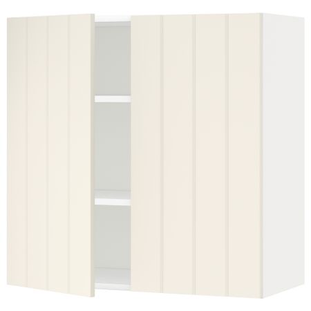 Навесной шкаф с полками, 2 дверцы МЕТОД, белый, Хитарп белый с оттенком