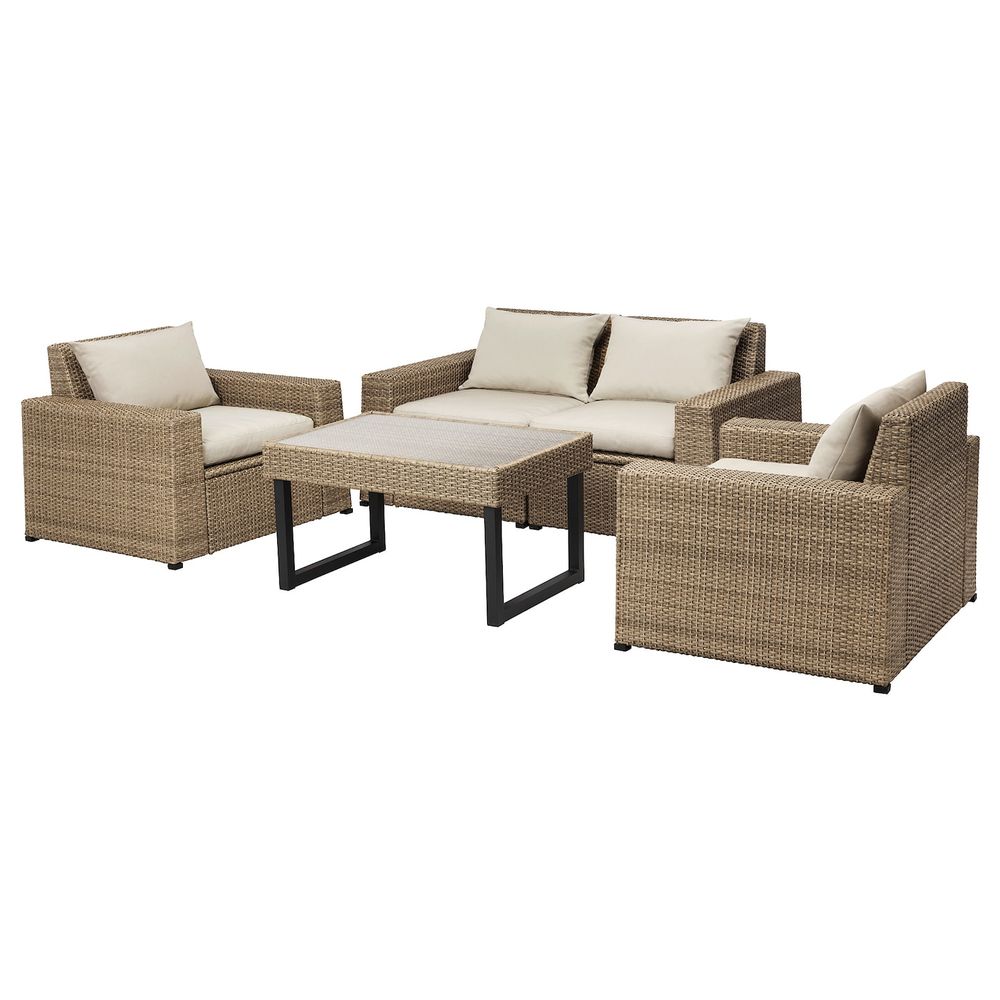 4-местный комплект садовой мебели, коричневый/Холло бежевый IKEA СОЛЛЕРОН 692.569.13 - фото 1