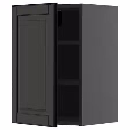 METOD Навесной шкаф с полками - черно-серый/Bodbyn чёрный 40x60 см