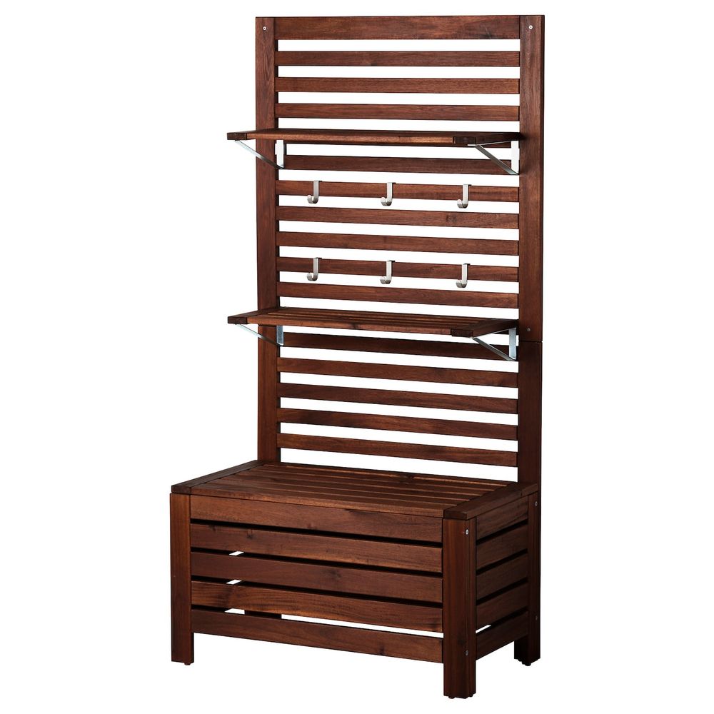 Садовая скамья + панель/полки, коричневая морилка 80x44x158 см IKEA ÄPPLARÖ ЭПЛАРО 992.288.72 - фото 1