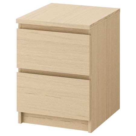 Комод с 2 ящиками, дубовый шпон, беленый 40x55 см IKEA MALM МАЛЬМ 603.685.33