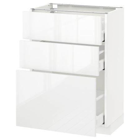 Напольный шкаф с 3 ящиками, белый/Рингульт белый 60x37 см IKEA METOD МЕТОД / MAXIMERA МАКСИМЕРА 992.361.55