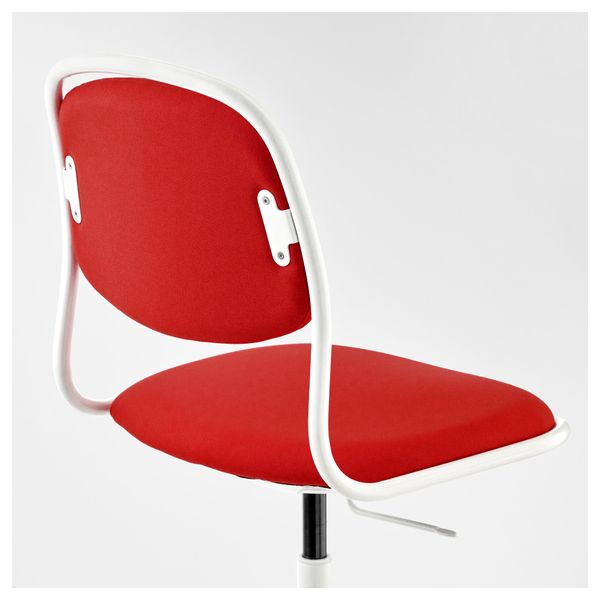 Рабочий стул ОРФЬЕЛЛЬ / СПОРРЕН, белый, Висле красно-оранжевый - фото 3