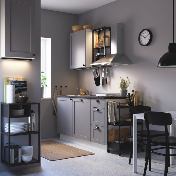 Кухня, 163x63.5x222 см, антрацит/серый каркас IKEA ENHET 293.373.65 - фото 3