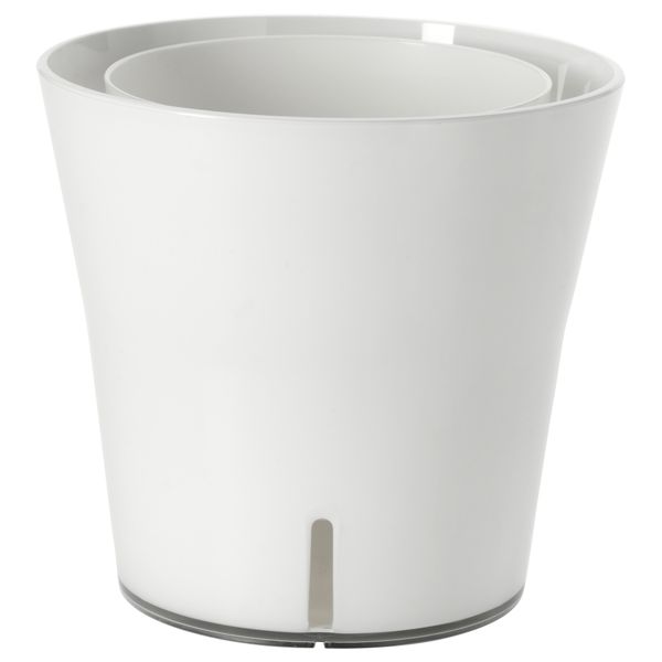 Горшок с самополивом ГРЁНПЕППАР, белый (12 см) - фото 1