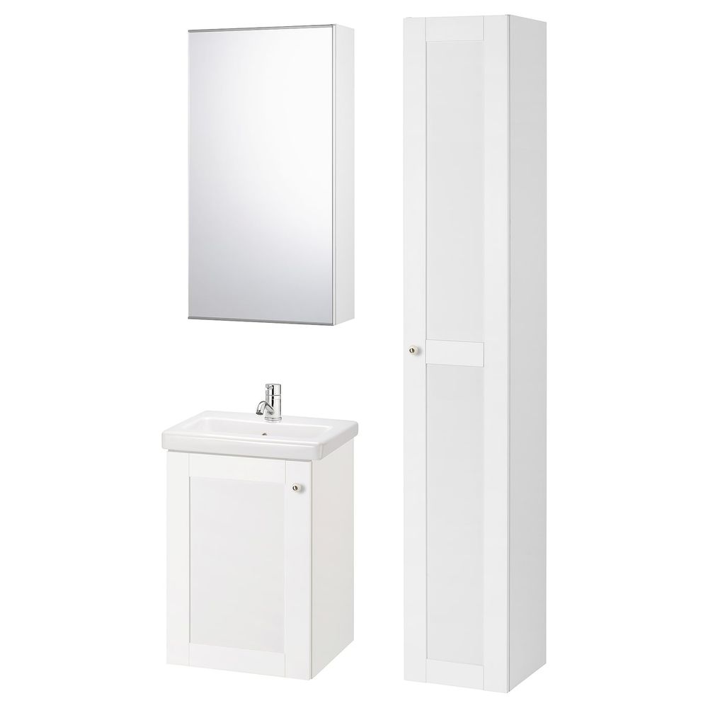 Комплект мебели для ванной,7 предм., Йельсен белый/ПИЛКОН смеситель 44x43x65 см IKEA FISKÅN ФИСКОН / TVÄLLEN ТВЭЛЛЕН 194.360.83 - фото 1