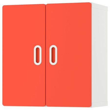 Навесной шкаф, белый, красный 60x30x64 см IKEA STUVA СТУВА / FRITIDS ФРИТИДС 492.767.33