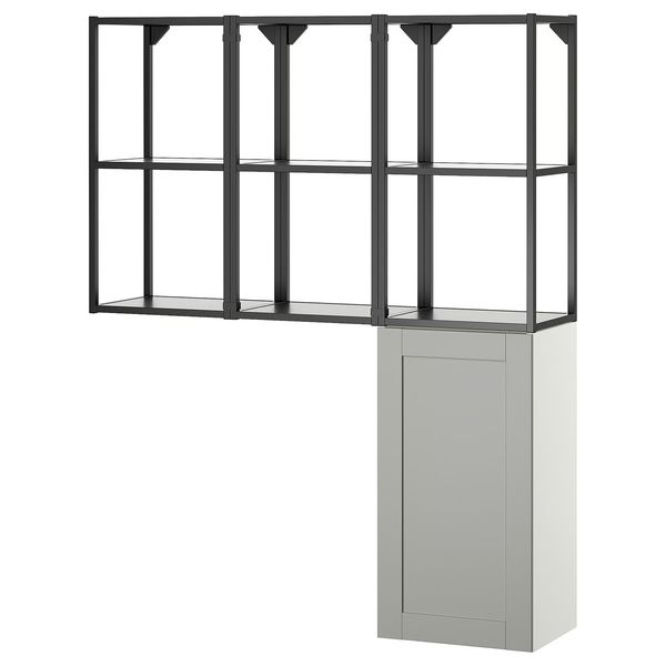 ENHET Комбинация д/хранения - антрацит/серый каркас 120x32x150 см - фото 1