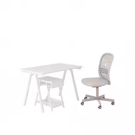 TROTTEN / FLINTAN Стол и комбинация для хранения - и рабочий стул белый/бежевый