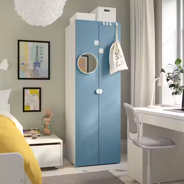 SMÅSTAD / PLATSA Гардероб - белый/синий 60x57x181 см - фото 2